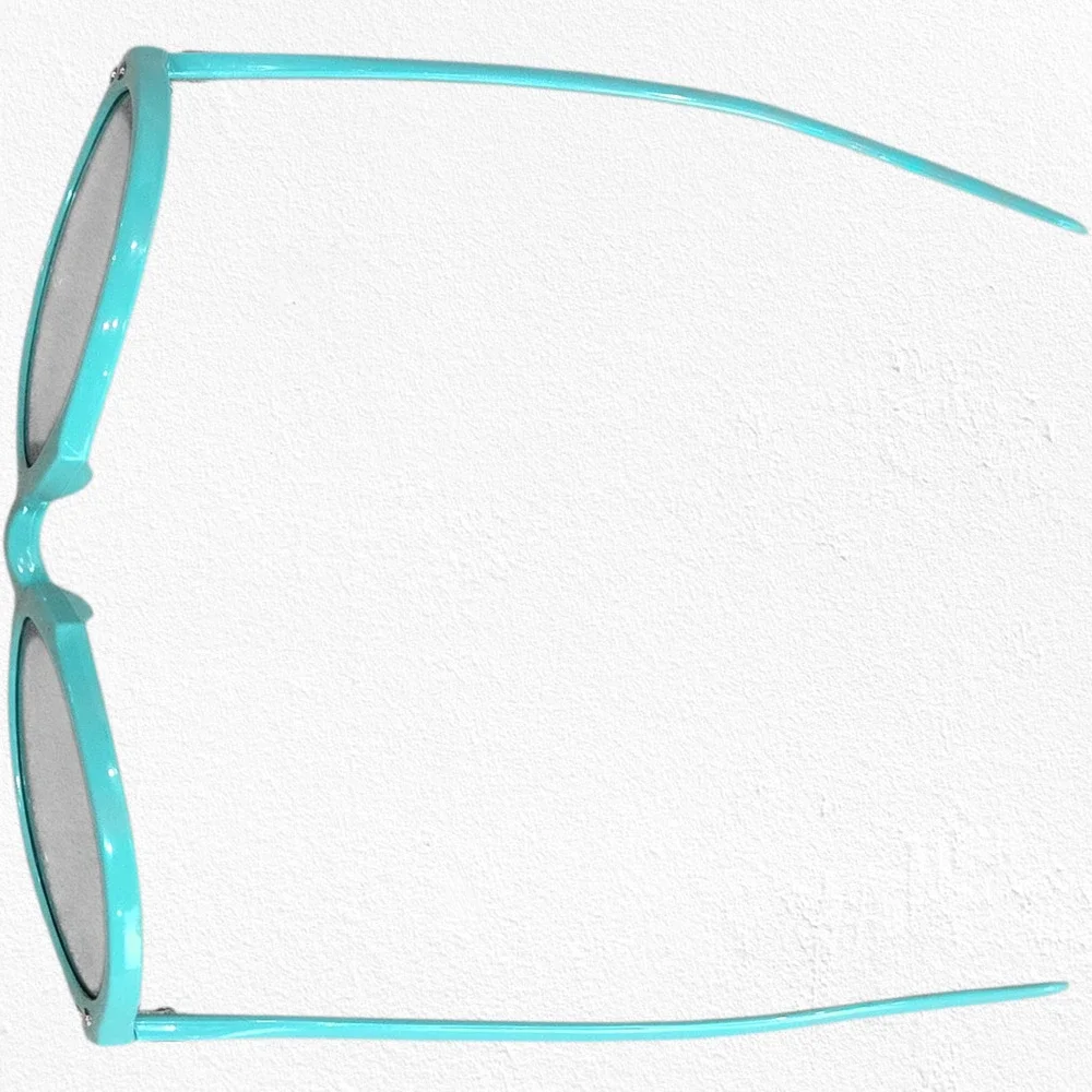 1960s Vintage Aqua Blue Mod Sunglasses Riveted Round Frame Retro Mod Eyewear